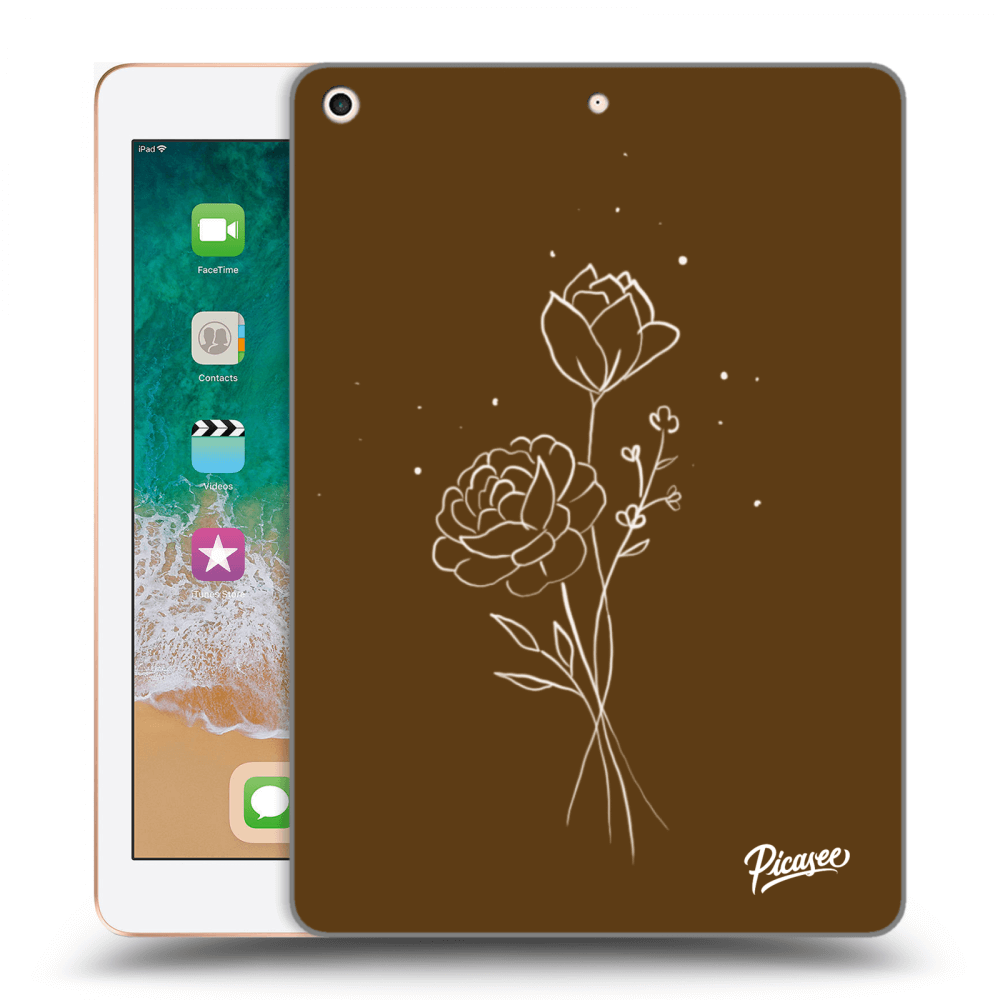 Picasee silikonski črni ovitek za Apple iPad 9.7" 2018 (6. gen) - Brown flowers