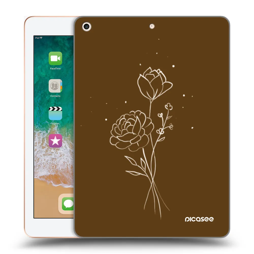 Picasee silikonski prozorni ovitek za Apple iPad 9.7" 2018 (6. gen) - Brown flowers