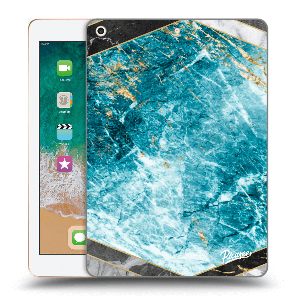 Picasee silikonski prozorni ovitek za Apple iPad 9.7" 2018 (6. gen) - Blue geometry