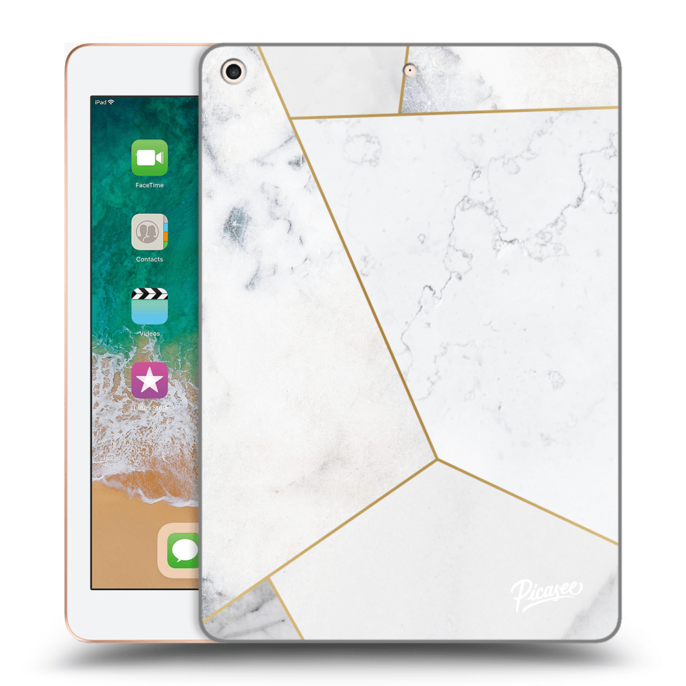 Picasee silikonski prozorni ovitek za Apple iPad 9.7" 2018 (6. gen) - White tile
