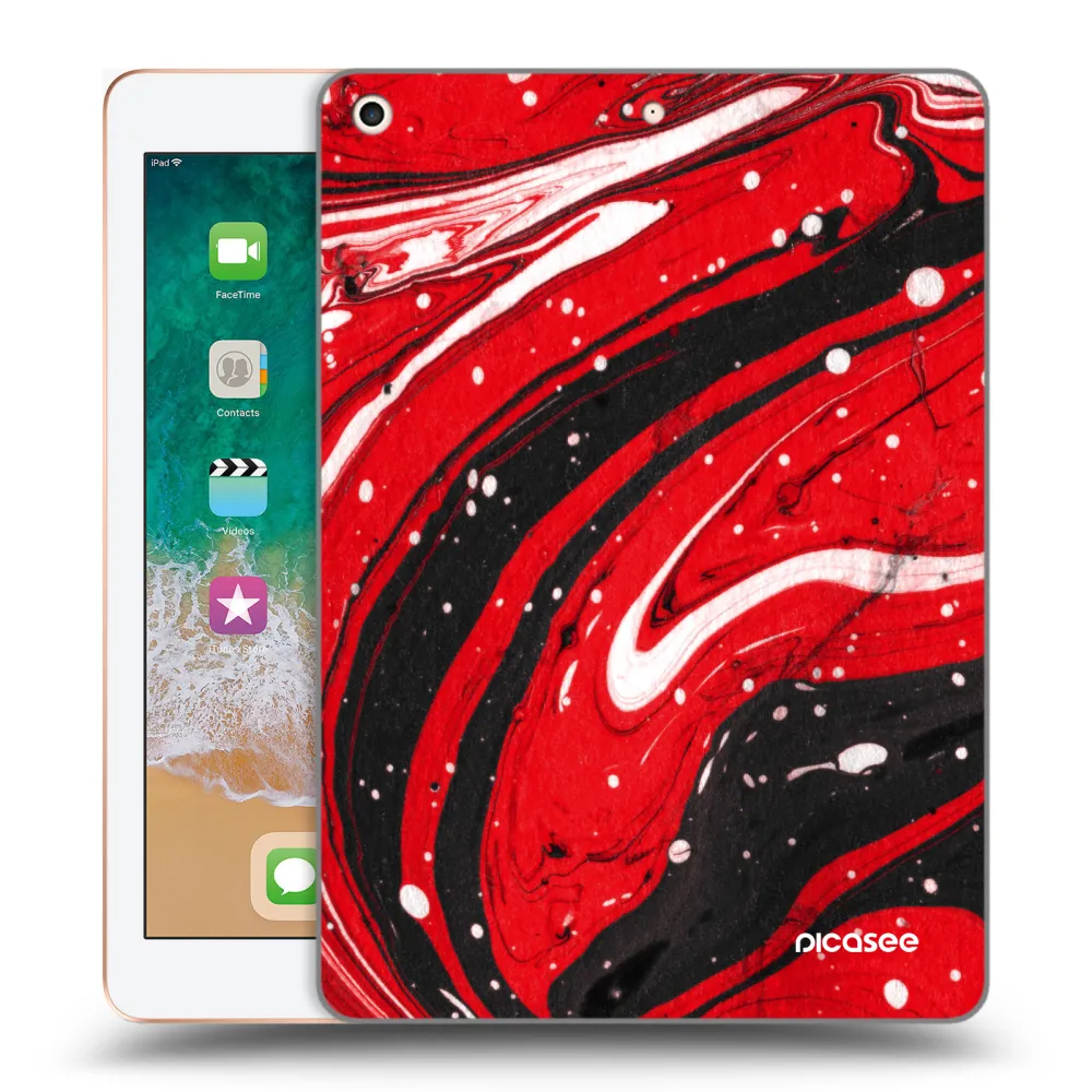 Picasee silikonski prozorni ovitek za Apple iPad 9.7" 2018 (6. gen) - Red black