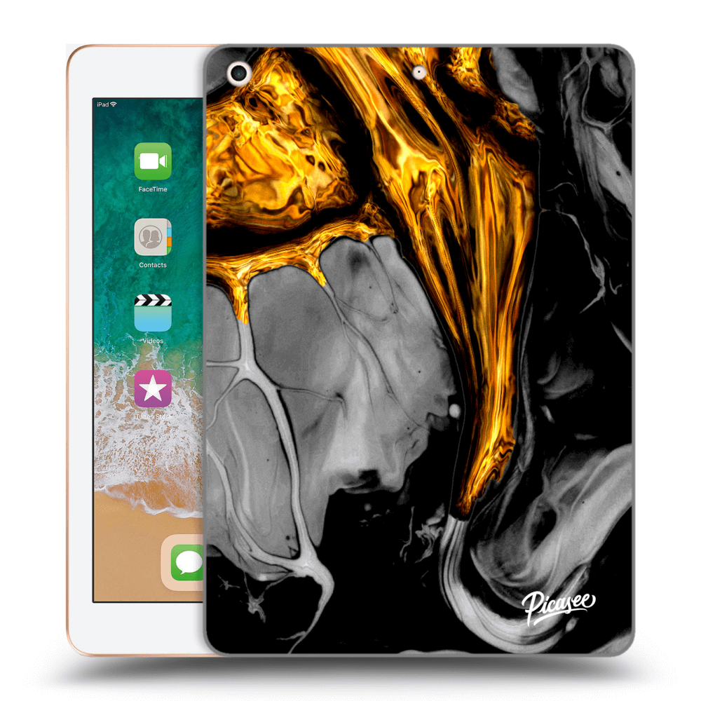 Picasee silikonski prozorni ovitek za Apple iPad 9.7" 2018 (6. gen) - Black Gold