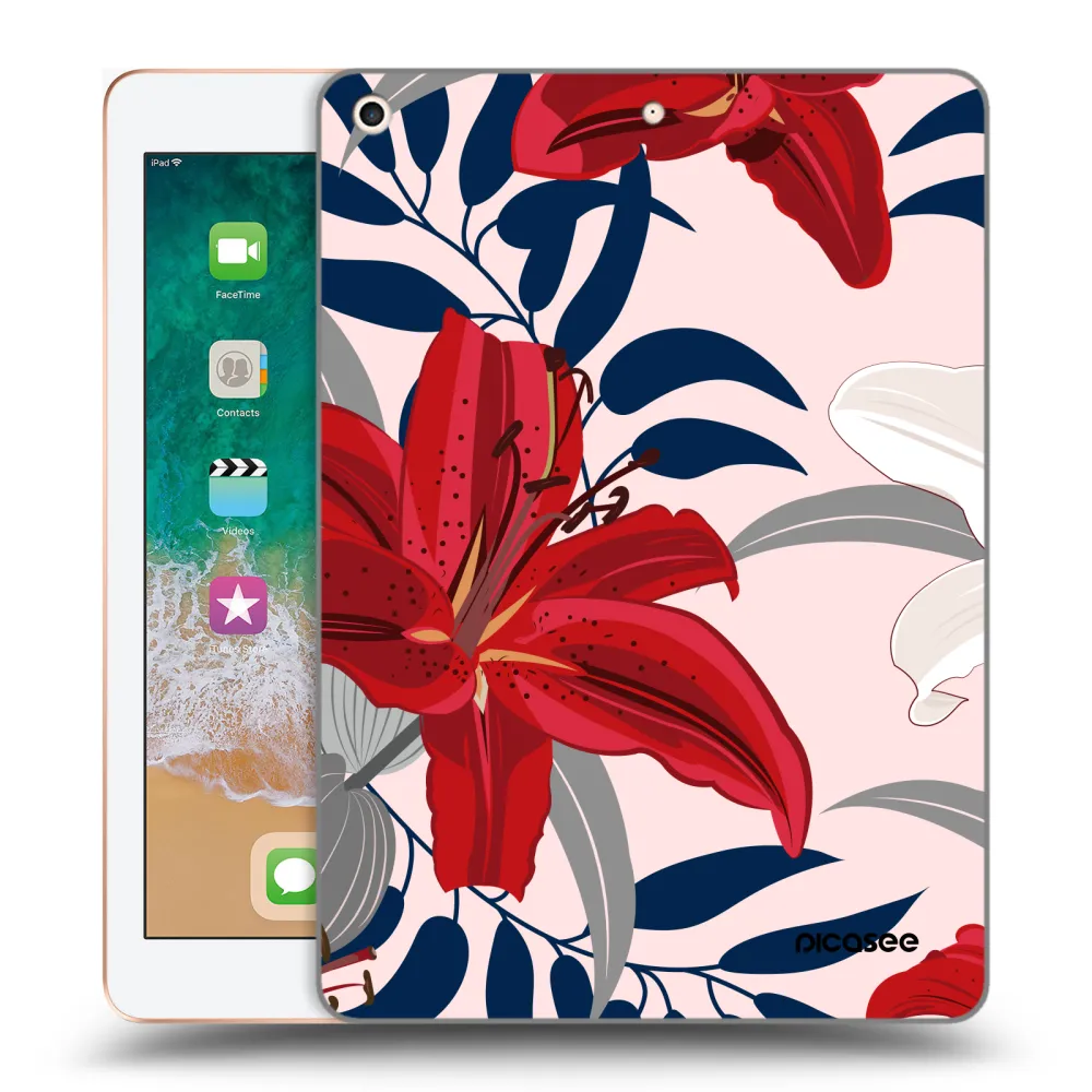 Picasee silikonski prozorni ovitek za Apple iPad 9.7" 2018 (6. gen) - Red Lily