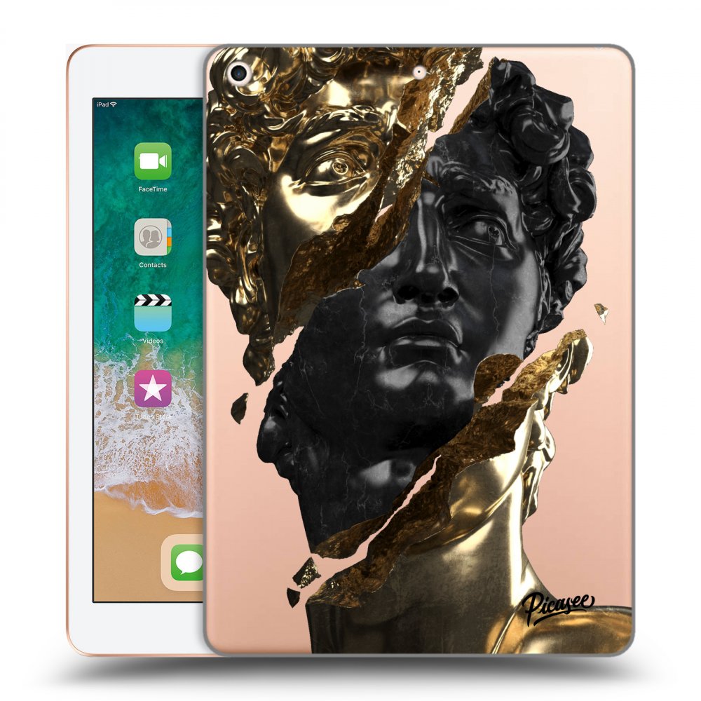 Picasee silikonski prozorni ovitek za Apple iPad 9.7" 2018 (6. gen) - Gold - Black