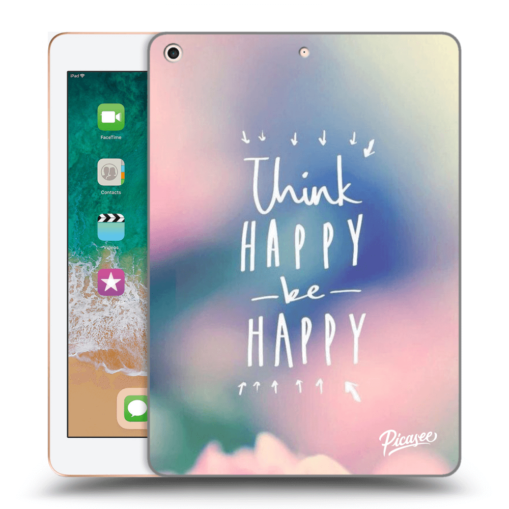Picasee silikonski črni ovitek za Apple iPad 9.7" 2018 (6. gen) - Think happy be happy