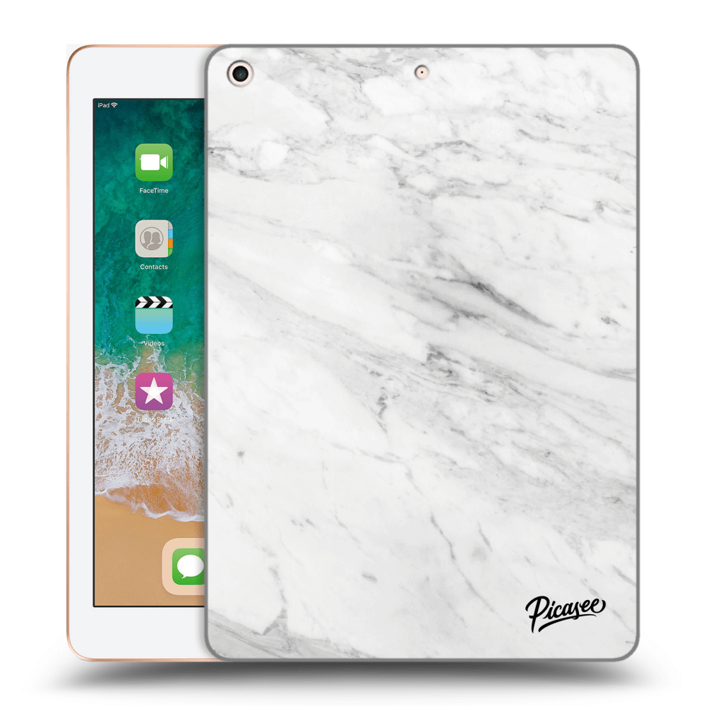 Picasee silikonski črni ovitek za Apple iPad 9.7" 2018 (6. gen) - White marble