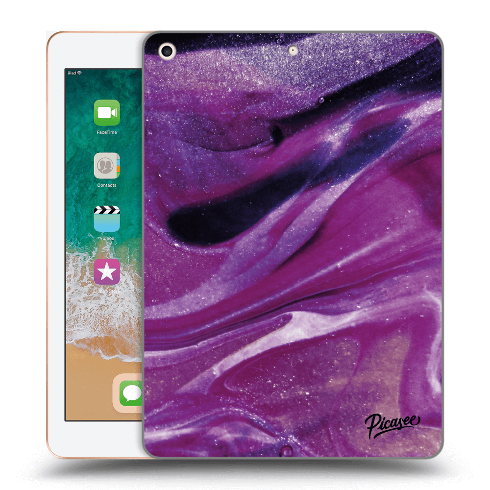 Picasee silikonski prozorni ovitek za Apple iPad 9.7" 2018 (6. gen) - Purple glitter