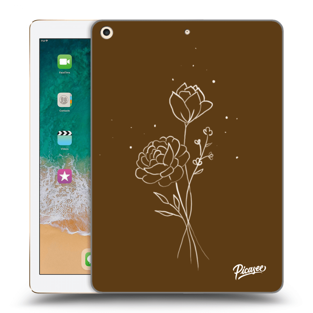 Picasee silikonski črni ovitek za Apple iPad 9.7" 2017 (5. gen) - Brown flowers