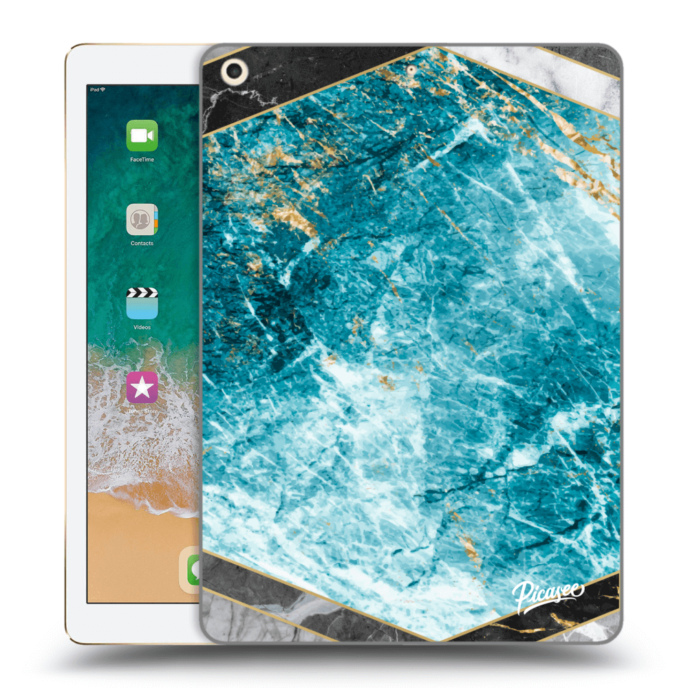 Picasee silikonski prozorni ovitek za Apple iPad 9.7" 2017 (5. gen) - Blue geometry