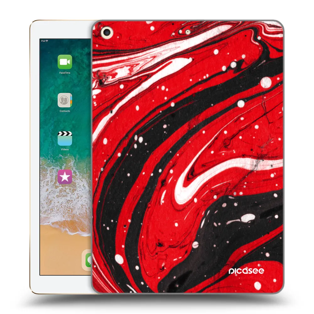 Picasee silikonski prozorni ovitek za Apple iPad 9.7" 2017 (5. gen) - Red black