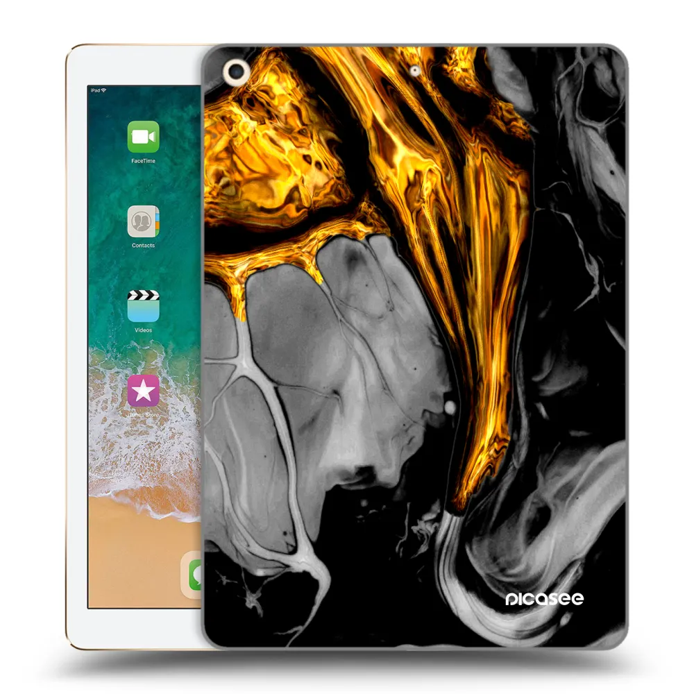 Picasee silikonski prozorni ovitek za Apple iPad 9.7" 2017 (5. gen) - Black Gold