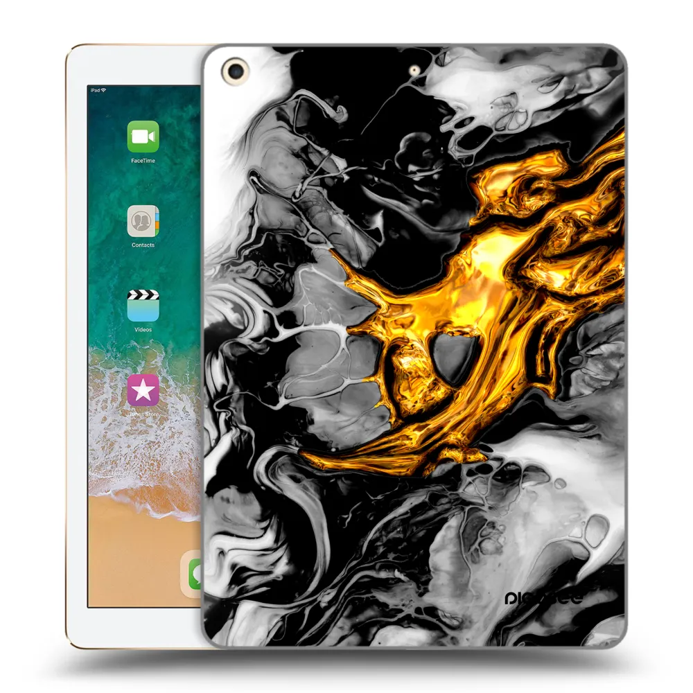 Picasee silikonski prozorni ovitek za Apple iPad 9.7" 2017 (5. gen) - Black Gold 2