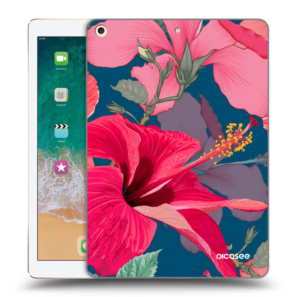 Picasee silikonski prozorni ovitek za Apple iPad 9.7" 2017 (5. gen) - Hibiscus