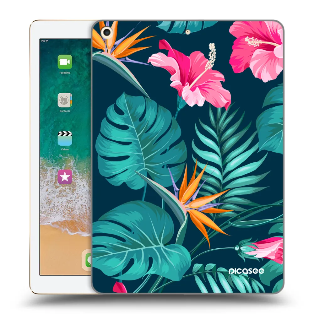 Picasee silikonski prozorni ovitek za Apple iPad 9.7" 2017 (5. gen) - Pink Monstera