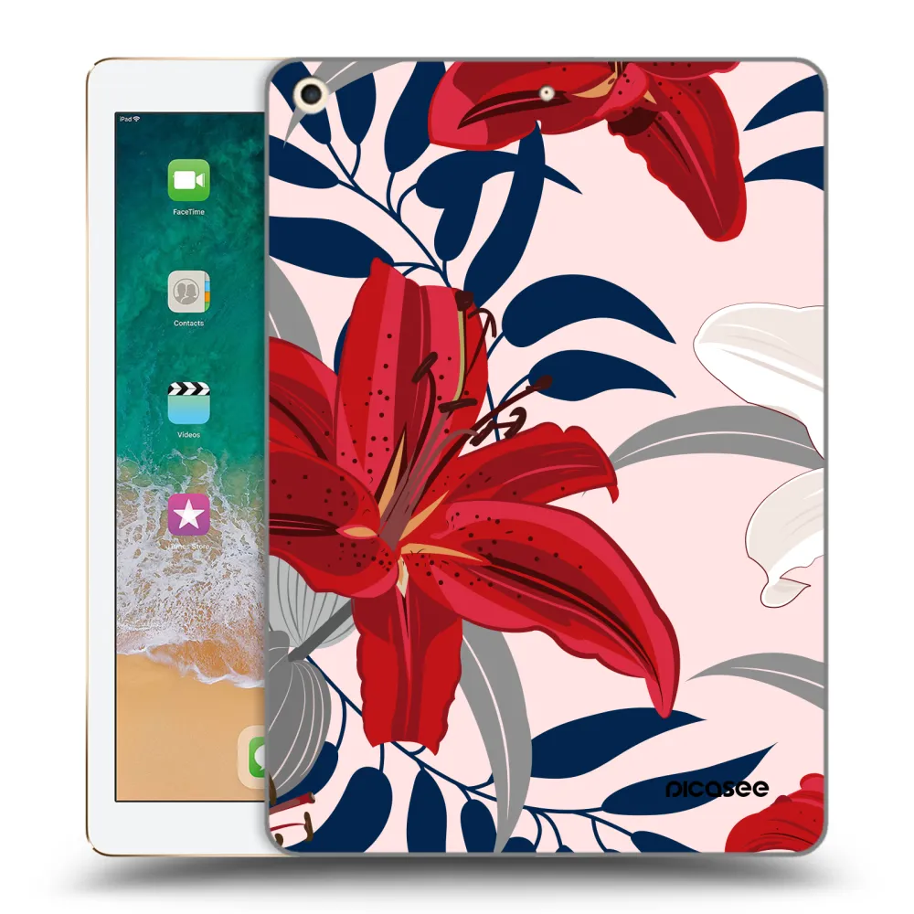 Picasee silikonski prozorni ovitek za Apple iPad 9.7" 2017 (5. gen) - Red Lily