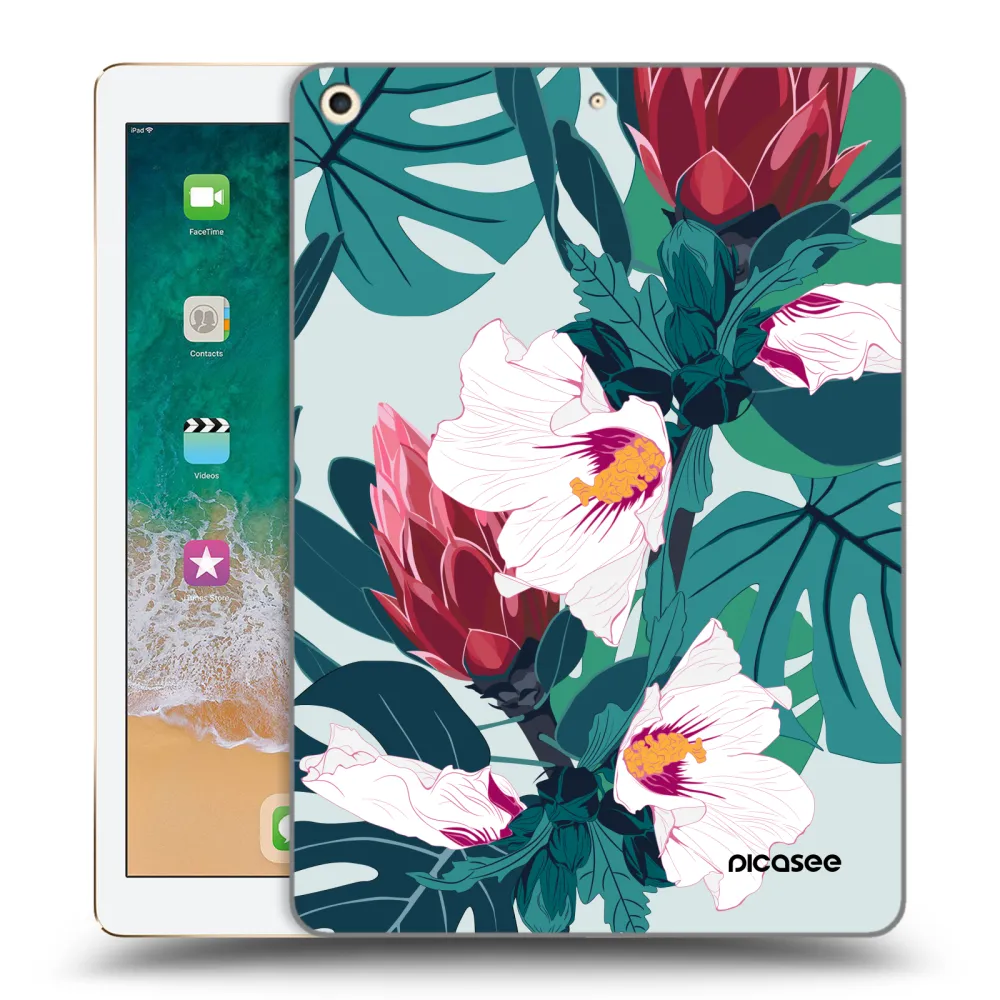 Picasee silikonski prozorni ovitek za Apple iPad 9.7" 2017 (5. gen) - Rhododendron