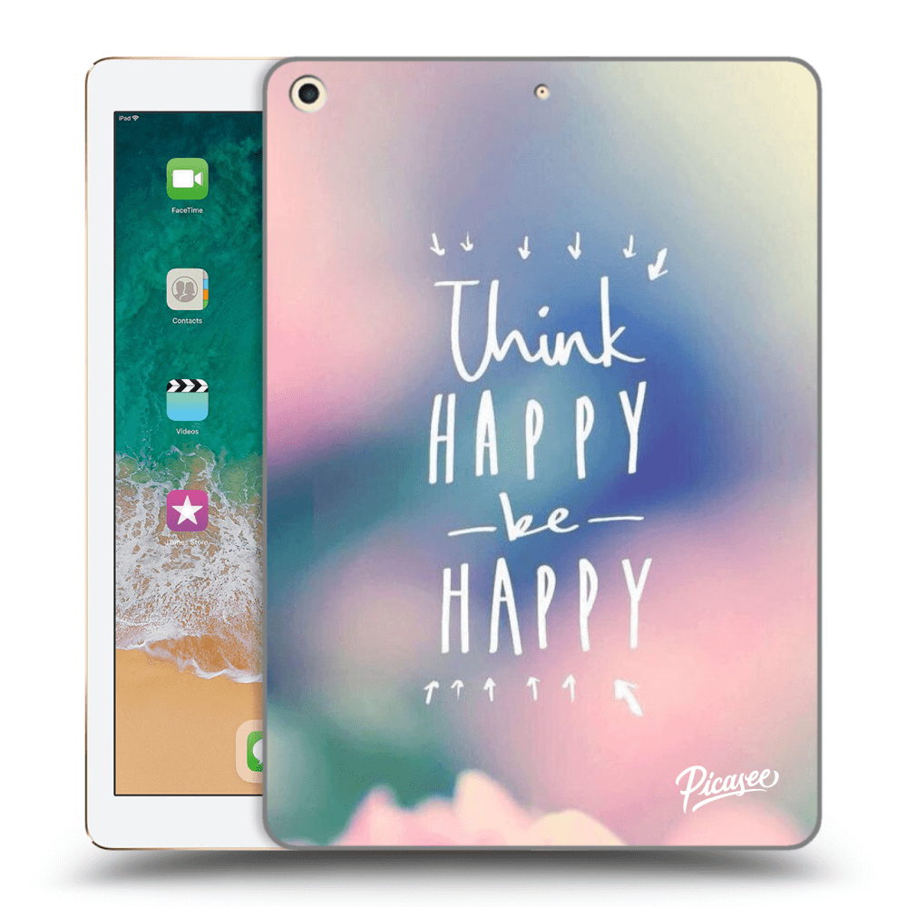 Picasee silikonski prozorni ovitek za Apple iPad 9.7" 2017 (5. gen) - Think happy be happy