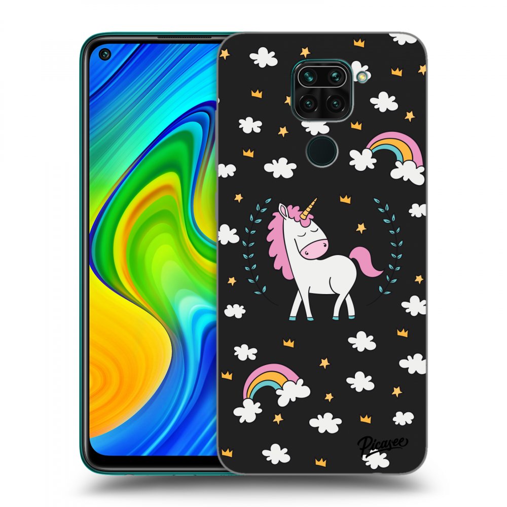 Picasee silikonski črni ovitek za Xiaomi Redmi Note 9 - Unicorn star heaven