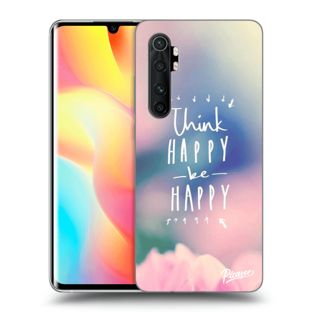 Picasee silikonski črni ovitek za Xiaomi Mi Note 10 Lite - Think happy be happy