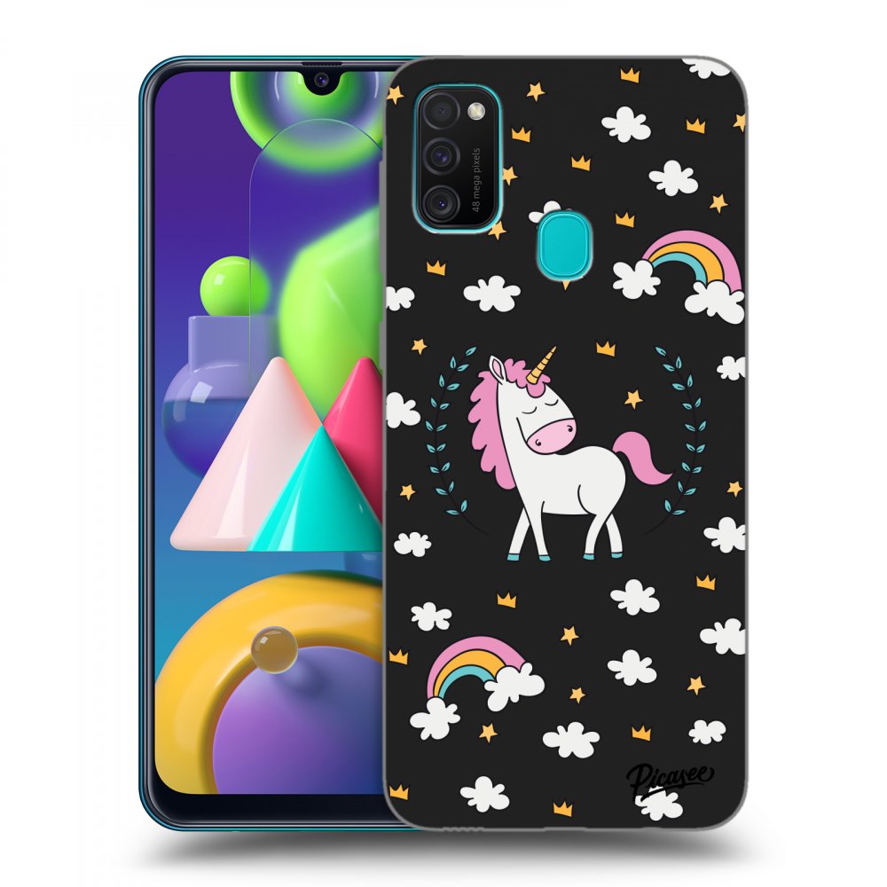 Picasee silikonski črni ovitek za Samsung Galaxy M21 M215F - Unicorn star heaven