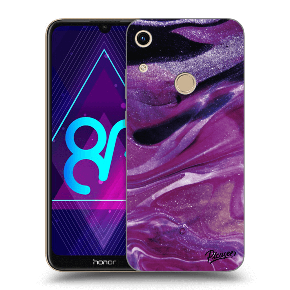 Picasee silikonski črni ovitek za Honor 8A - Purple glitter