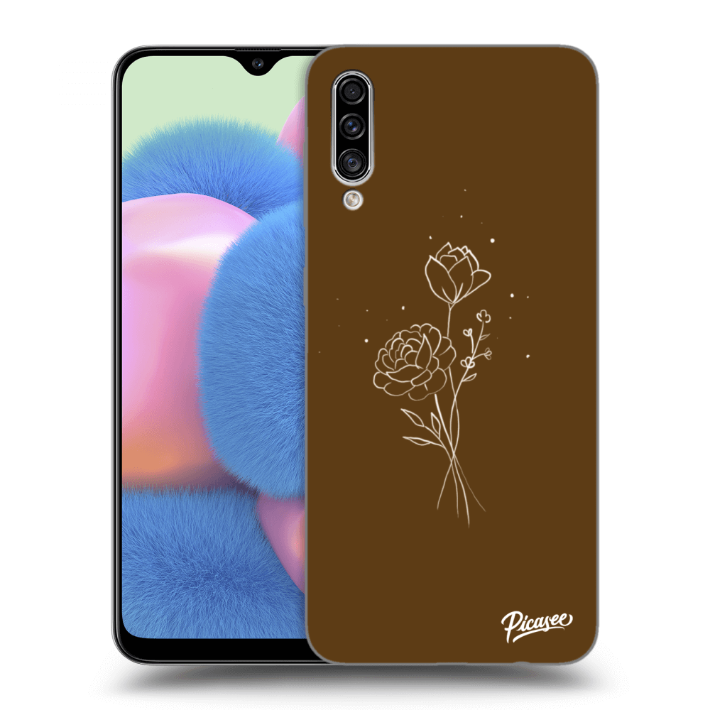 Picasee silikonski prozorni ovitek za Samsung Galaxy A30s A307F - Brown flowers