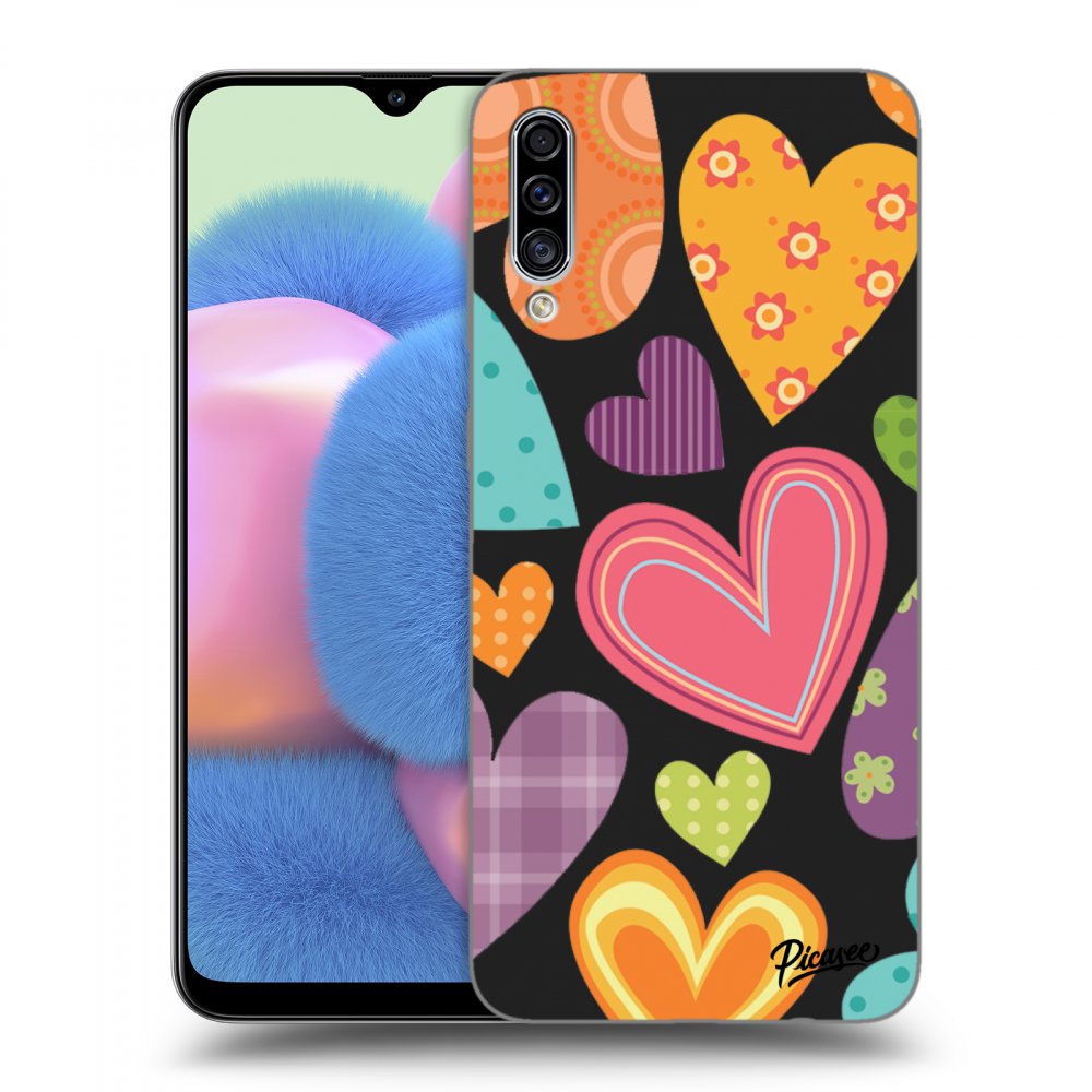 Picasee silikonski črni ovitek za Samsung Galaxy A30s A307F - Colored heart