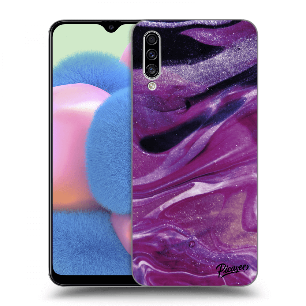 Picasee silikonski črni ovitek za Samsung Galaxy A30s A307F - Purple glitter