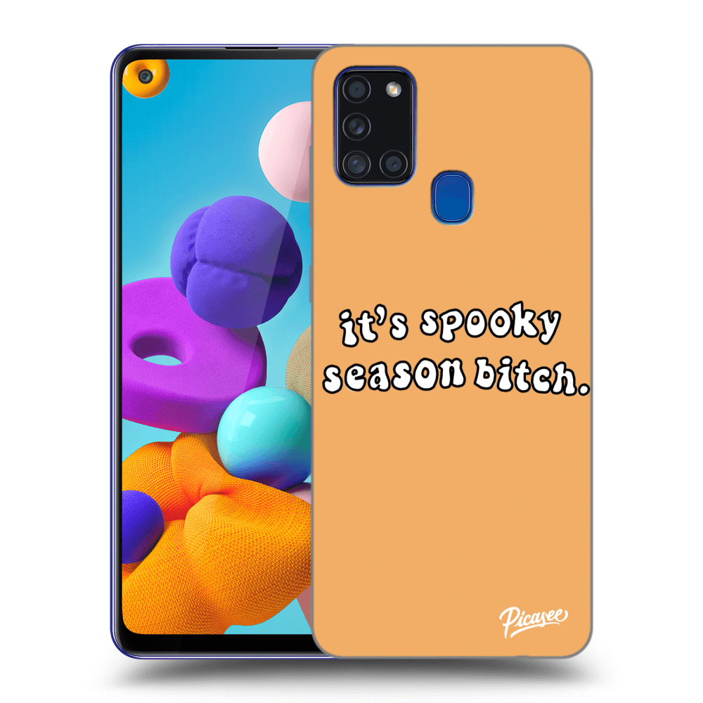 Picasee silikonski črni ovitek za Samsung Galaxy A21s - Spooky season