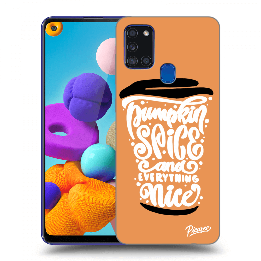 Picasee silikonski črni ovitek za Samsung Galaxy A21s - Pumpkin coffee