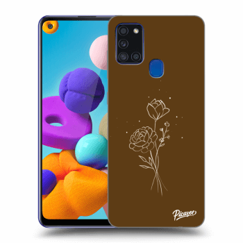 Ovitek za Samsung Galaxy A21s - Brown flowers