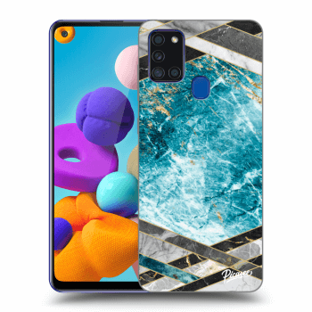 Ovitek za Samsung Galaxy A21s - Blue geometry