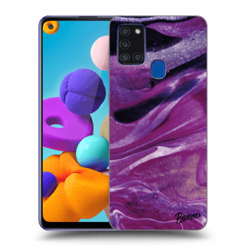 Ovitek za Samsung Galaxy A21s - Purple glitter