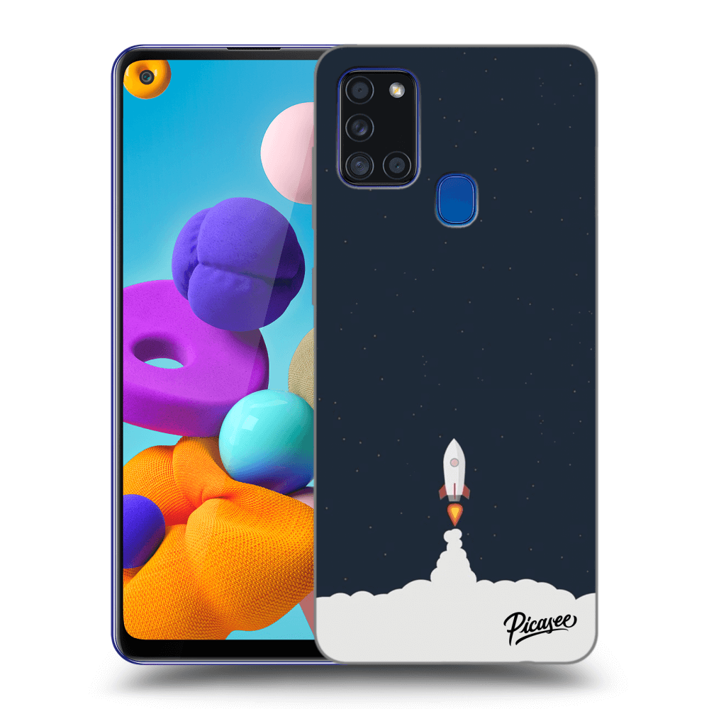Picasee silikonski črni ovitek za Samsung Galaxy A21s - Astronaut 2