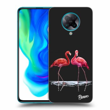 Picasee silikonski črni ovitek za Xiaomi Poco F2 Pro - Flamingos couple
