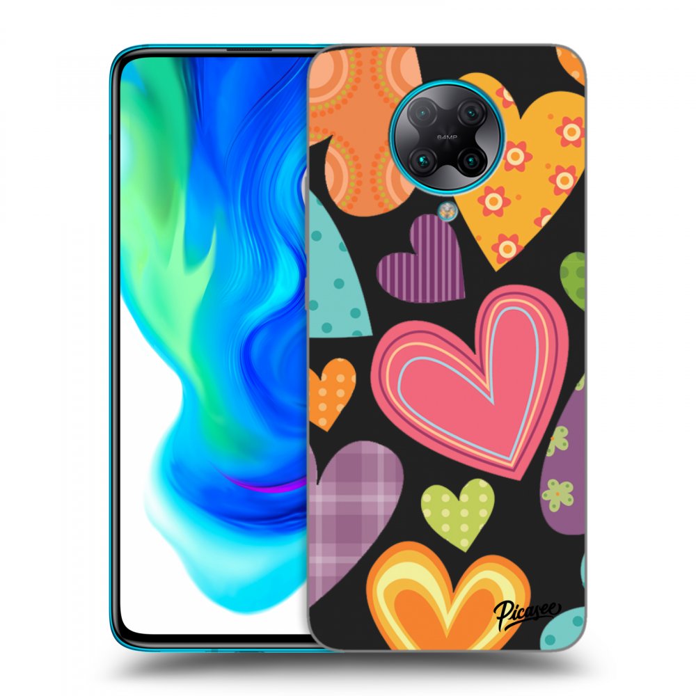 Picasee silikonski črni ovitek za Xiaomi Poco F2 Pro - Colored heart