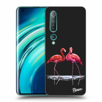 Picasee silikonski črni ovitek za Xiaomi Mi 10 - Flamingos couple