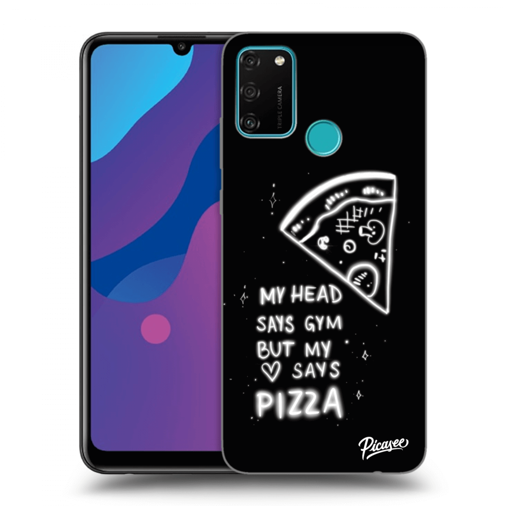 Picasee silikonski črni ovitek za Honor 9A - Pizza