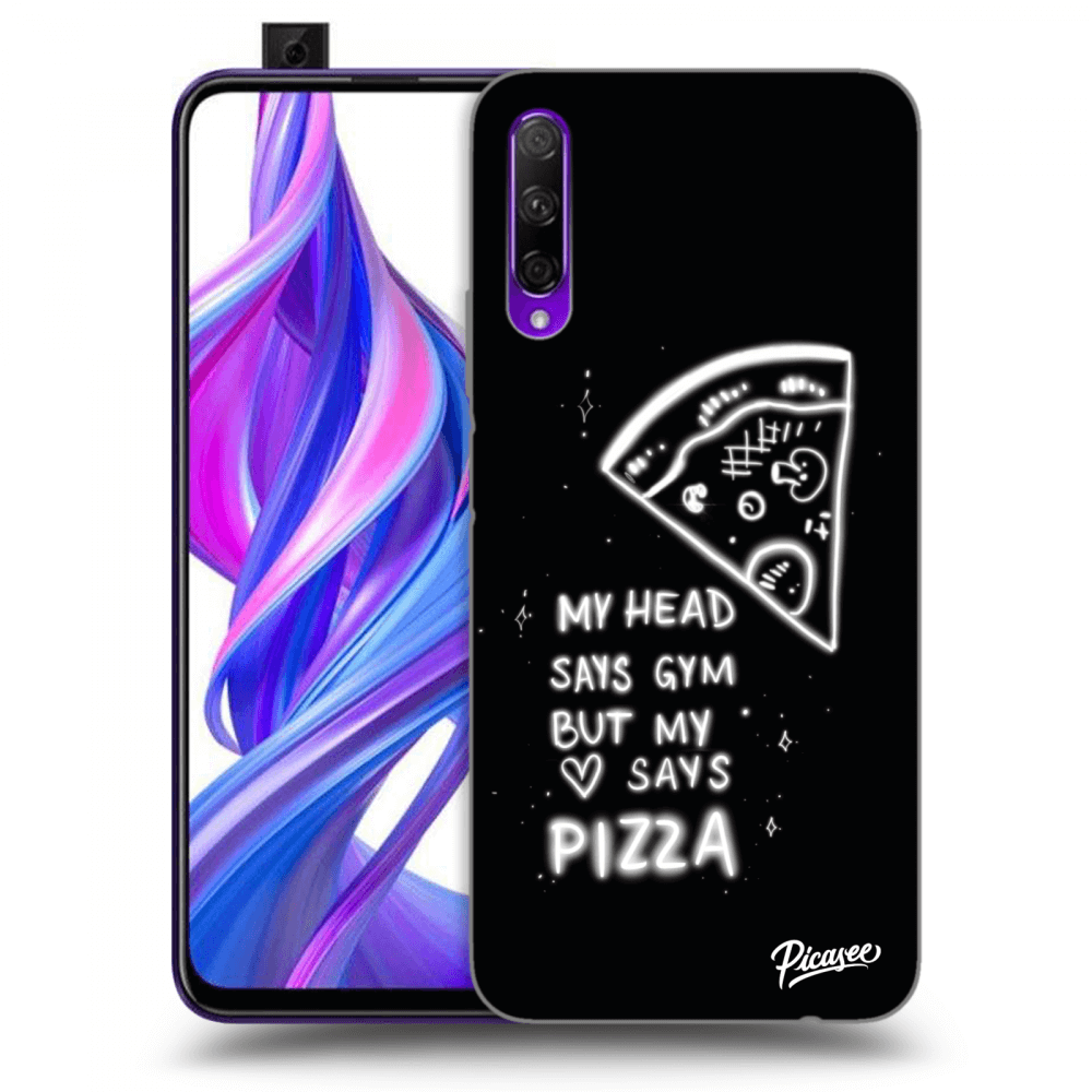 Picasee silikonski črni ovitek za Honor 9X Pro - Pizza