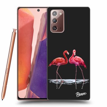 Picasee silikonski črni ovitek za Samsung Galaxy Note 20 - Flamingos couple