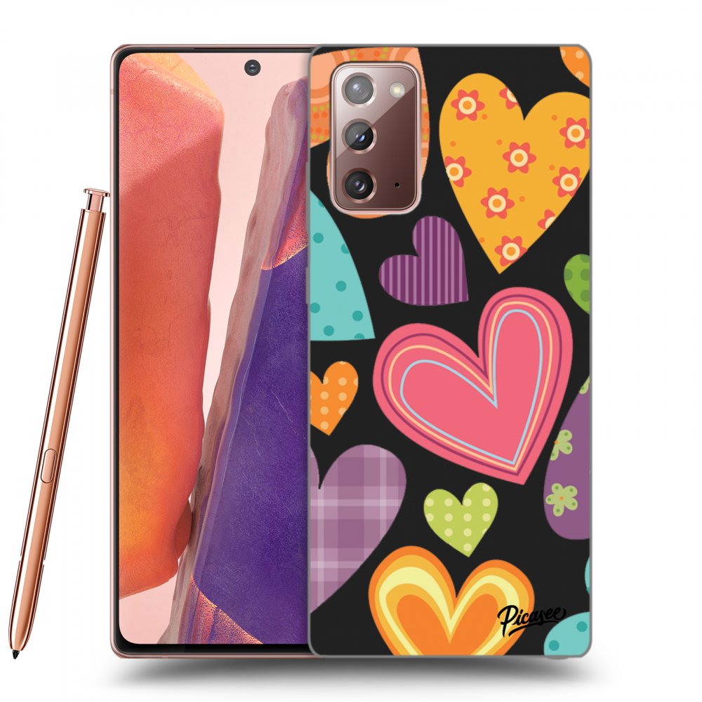 Picasee silikonski črni ovitek za Samsung Galaxy Note 20 - Colored heart