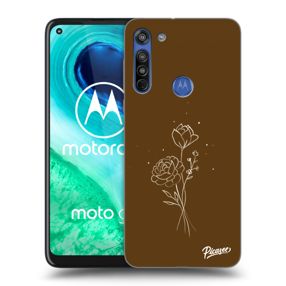 Picasee silikonski prozorni ovitek za Motorola Moto G8 - Brown flowers