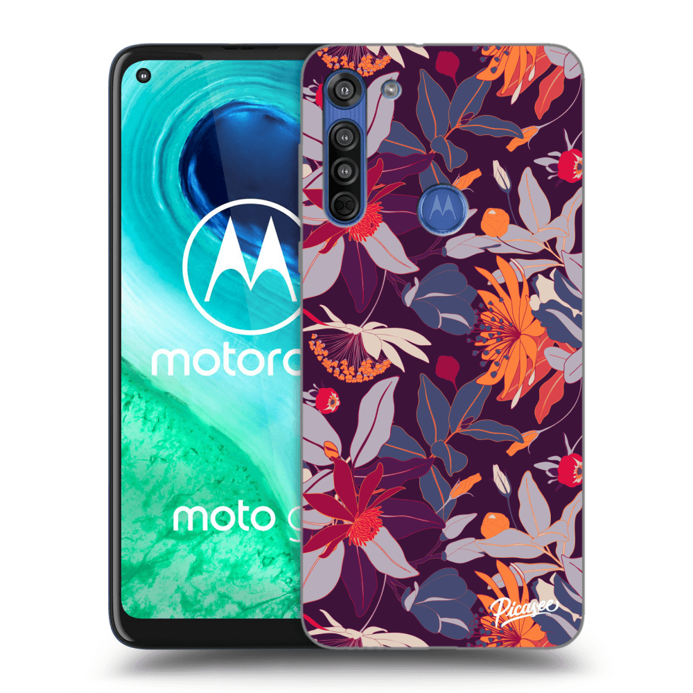 Picasee silikonski prozorni ovitek za Motorola Moto G8 - Purple Leaf