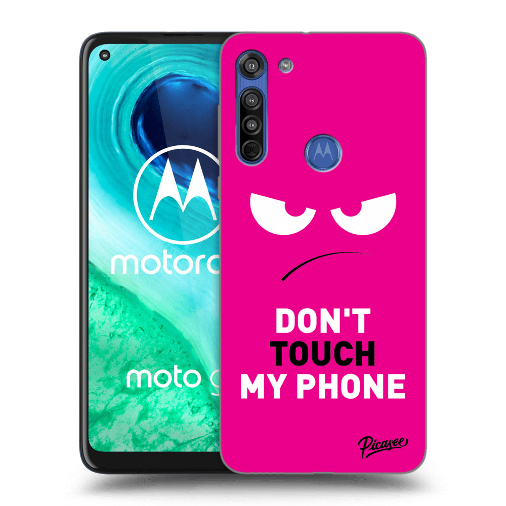 Picasee silikonski prozorni ovitek za Motorola Moto G8 - Angry Eyes - Pink