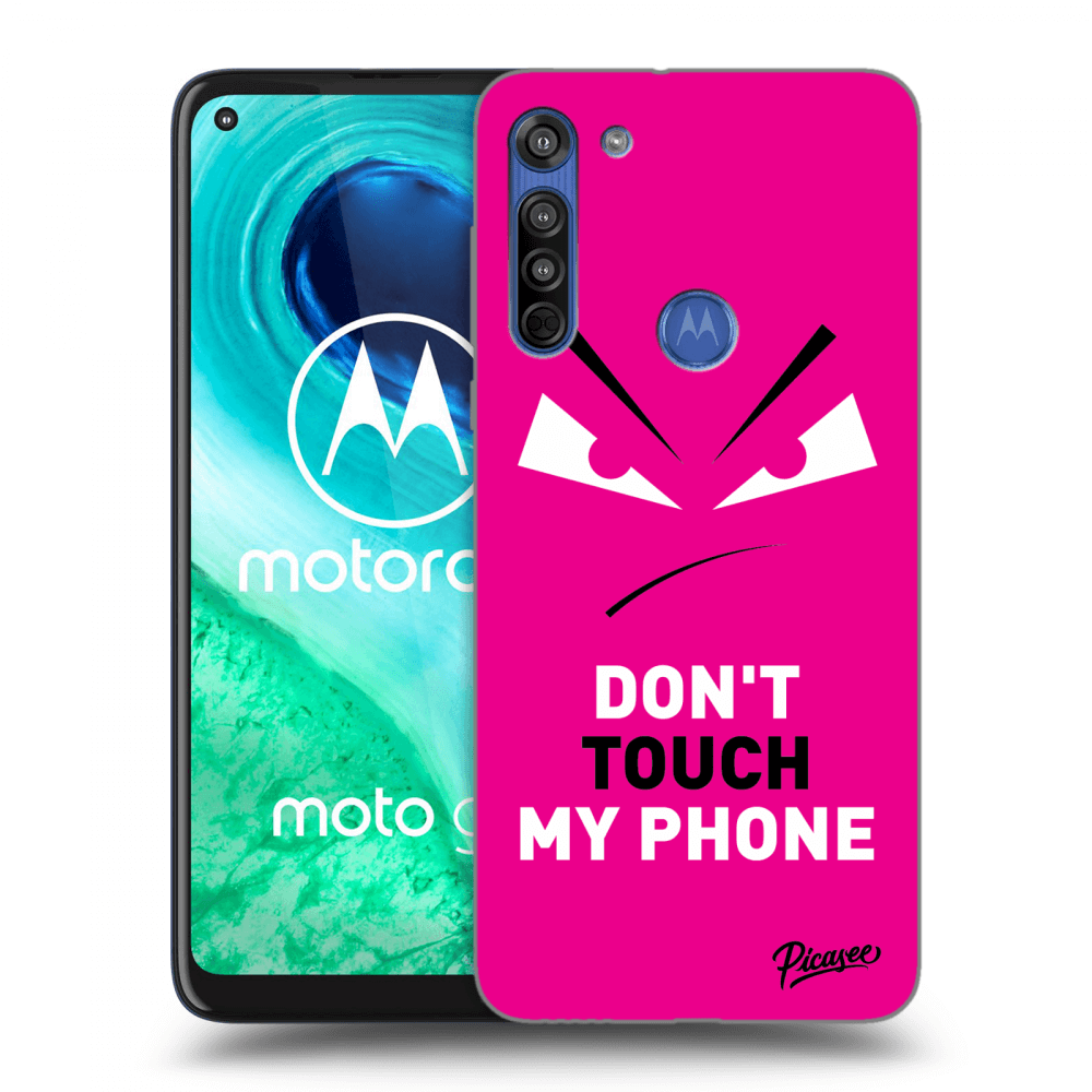 Picasee silikonski prozorni ovitek za Motorola Moto G8 - Evil Eye - Pink