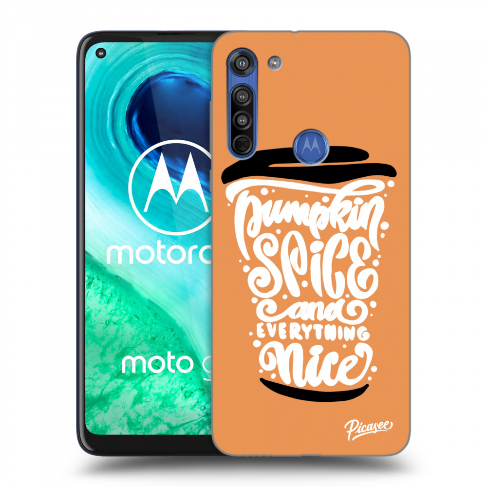 Picasee silikonski prozorni ovitek za Motorola Moto G8 - Pumpkin coffee