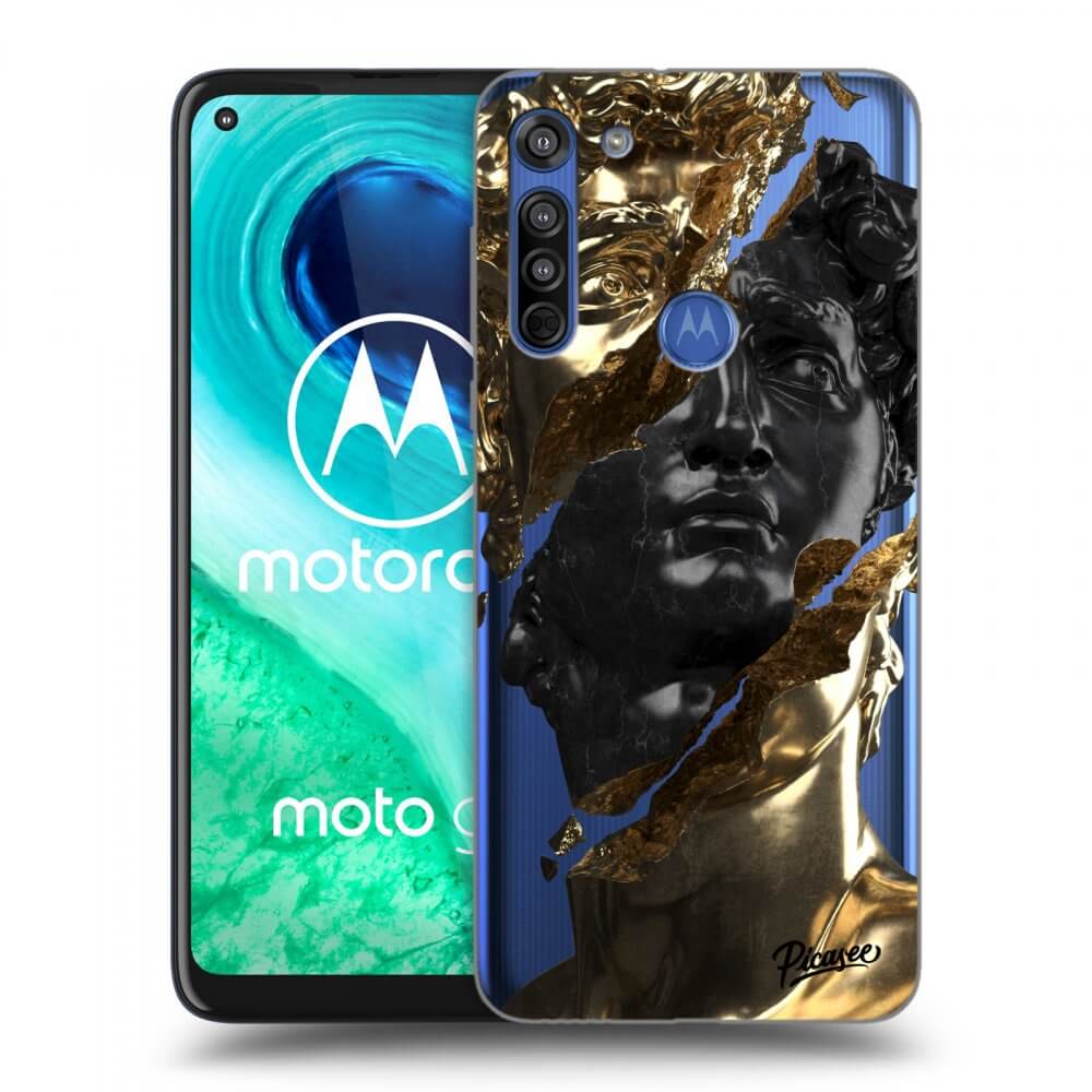Picasee silikonski prozorni ovitek za Motorola Moto G8 - Gold - Black