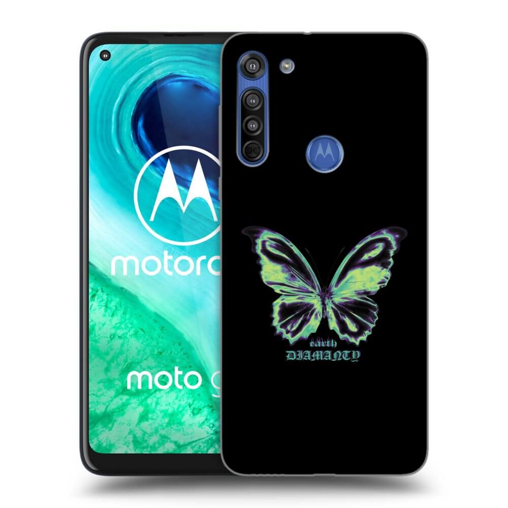Picasee silikonski prozorni ovitek za Motorola Moto G8 - Diamanty Blue