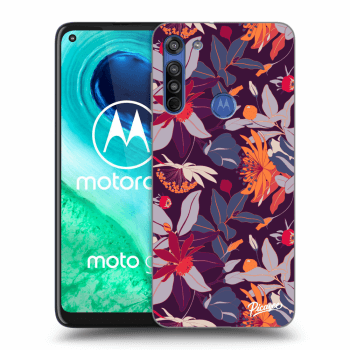 Picasee silikonski prozorni ovitek za Motorola Moto G8 - Purple Leaf