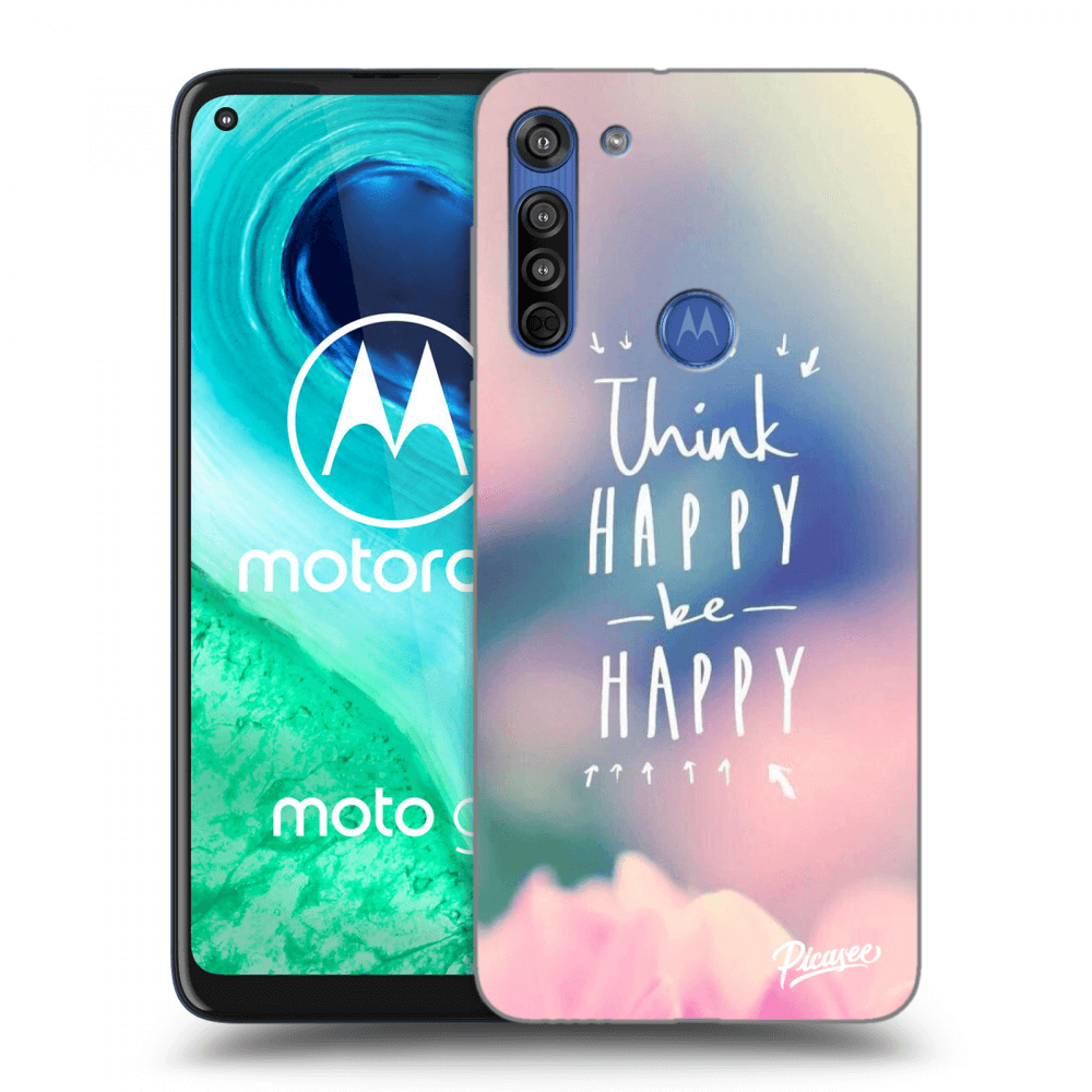 Picasee silikonski prozorni ovitek za Motorola Moto G8 - Think happy be happy